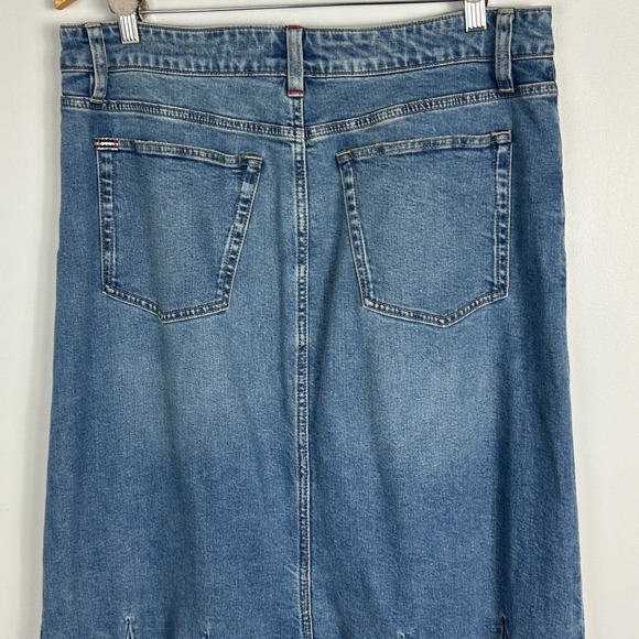 Alice Olivia Flare Denim Skirt Womens Size 12 Nala Godet Maxi Floor Length Avery - Picture 11 of 16